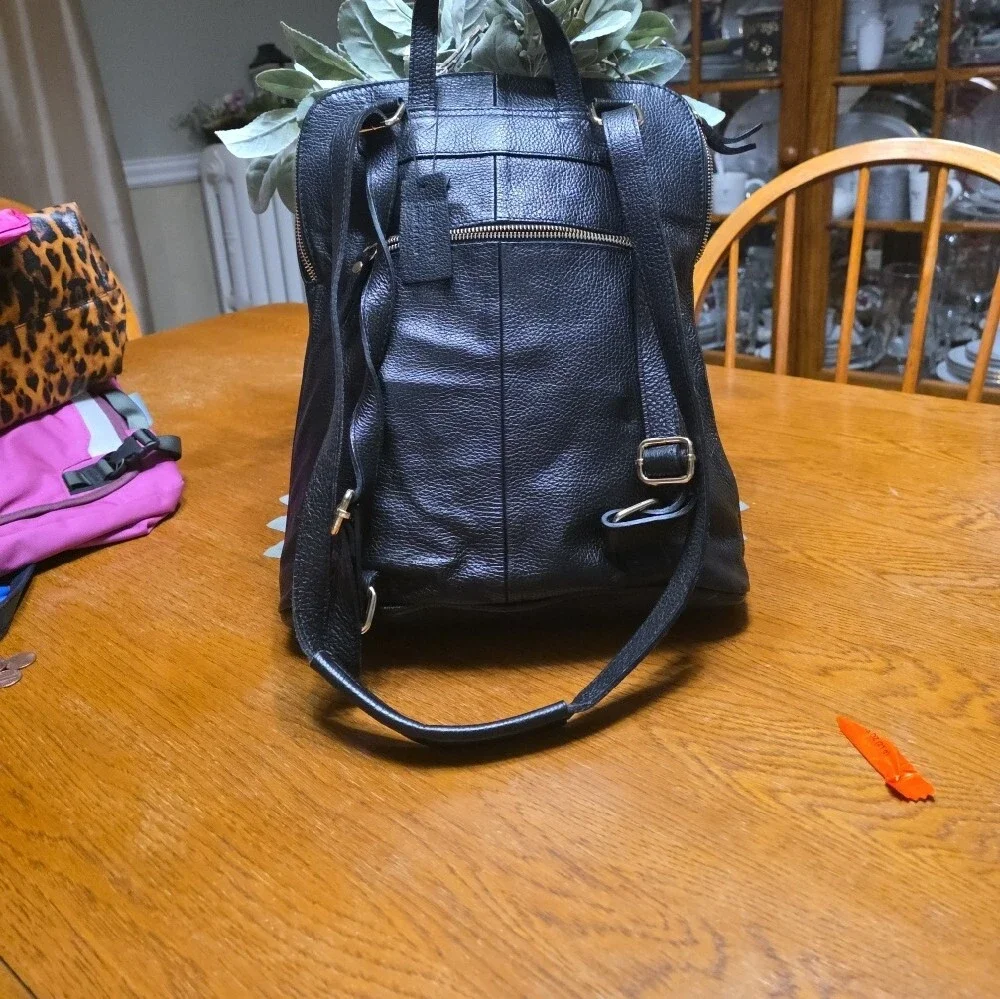Genuine Black Leather Backpack
